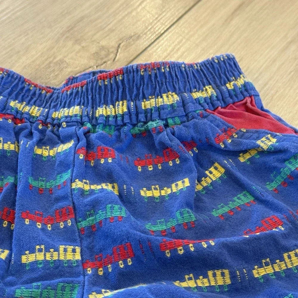 Vintage 90s OshKosh B'gosh Cotton Blue Shorts All Over Train Print 24 Mo USA
